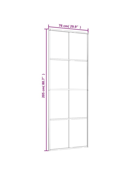 Liuguks, alumiinium ja esg-klaas, 76 x 205 cm, must