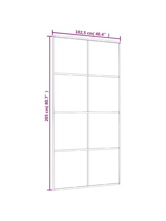 Liuguks, alumiinium ja esg-klaas, 102,5 x 205 cm, must