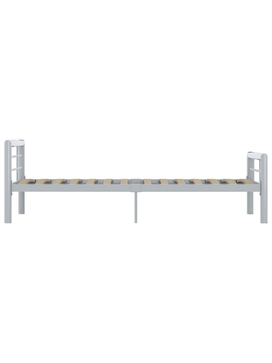 Voodiraam hall ja valge, metallist, 90 x 200 cm