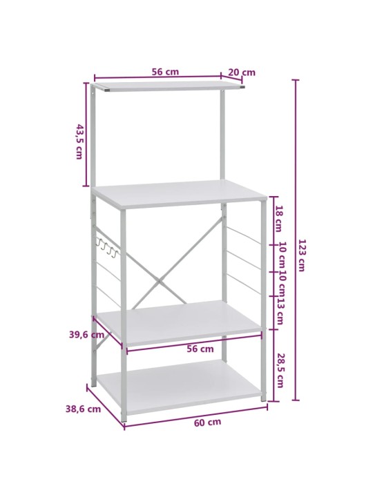 Mikrolaineahju kapp, valge 60x39,6x123 cm, tehispuit