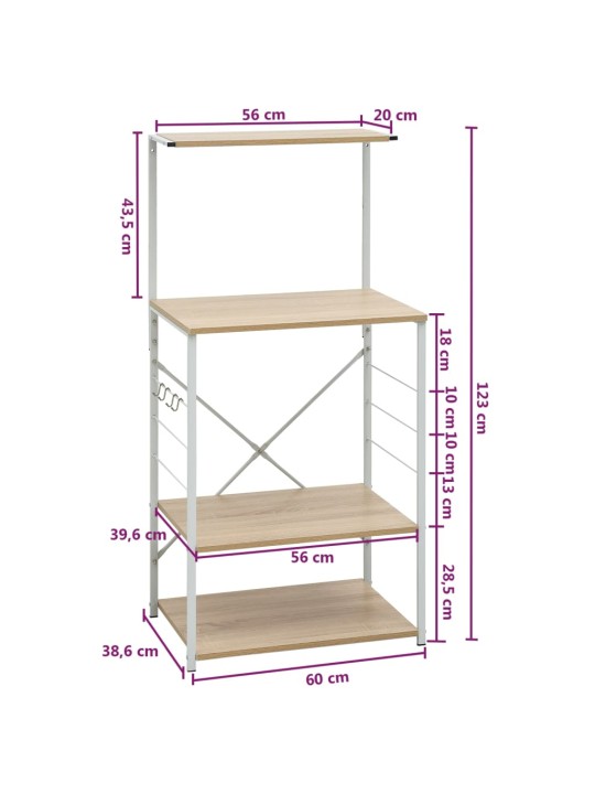 Mikrolaineahju kapp valge, tamm 60x39,6x123 cm tehispuit