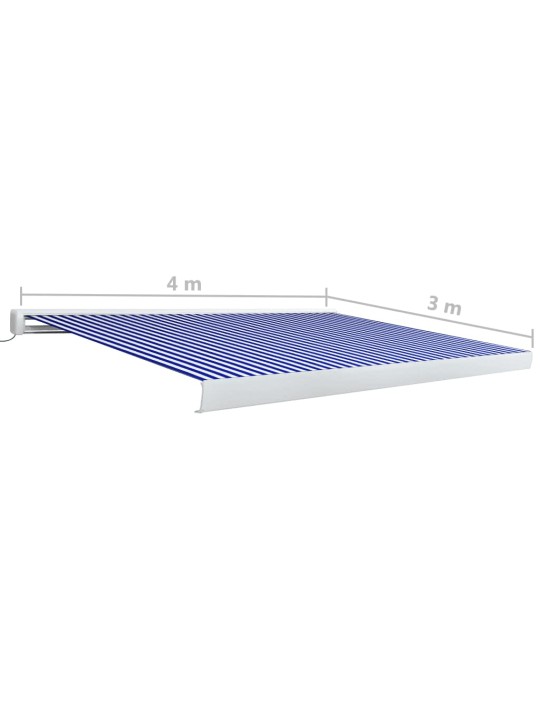 Mootoriga varikatus 400 x 300 cm, sinine ja valge