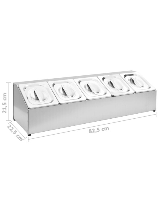 Toiduplaadi hoidja 5 gn 1/6 panniga, roostevaba teras