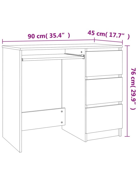 Kirjutuslaud, must, 90 x 45 x 76 cm, puitlaastplaat