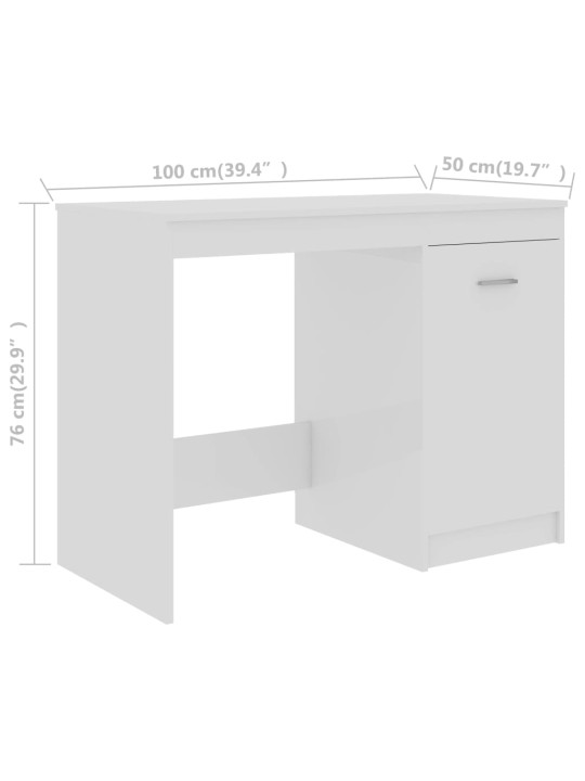 Kirjutuslaud, kõrgläikega valge 100 x 50 x 76 cm puitlaastplaat