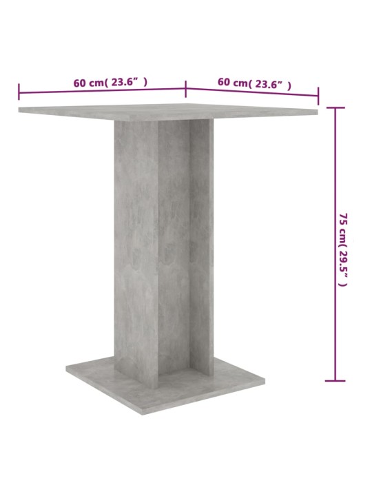 Bistroolaud, betoonhall, 60 x 60 x 75 cm puitlaastplaat