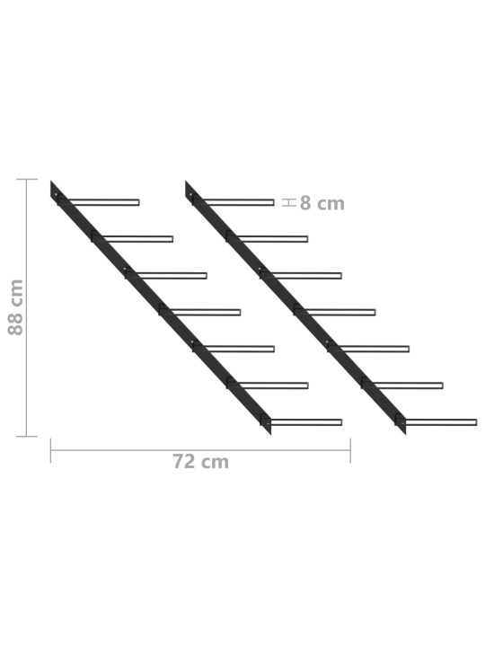 Seinale kinnitatavad veiniriiulid 14 pudelile, 2 tk must metall