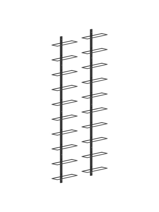 Seinale kinnitatavad veiniriiulid 20 pudelile, 2 tk, must metall