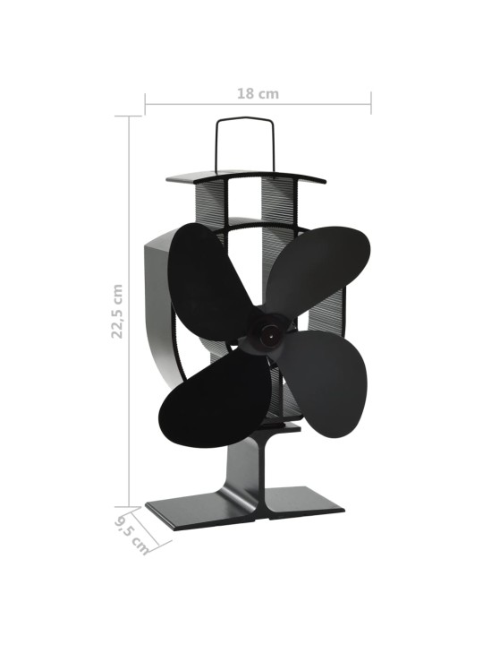 Soojusenergial põhinev ahjuventilaator 4 labaga, must