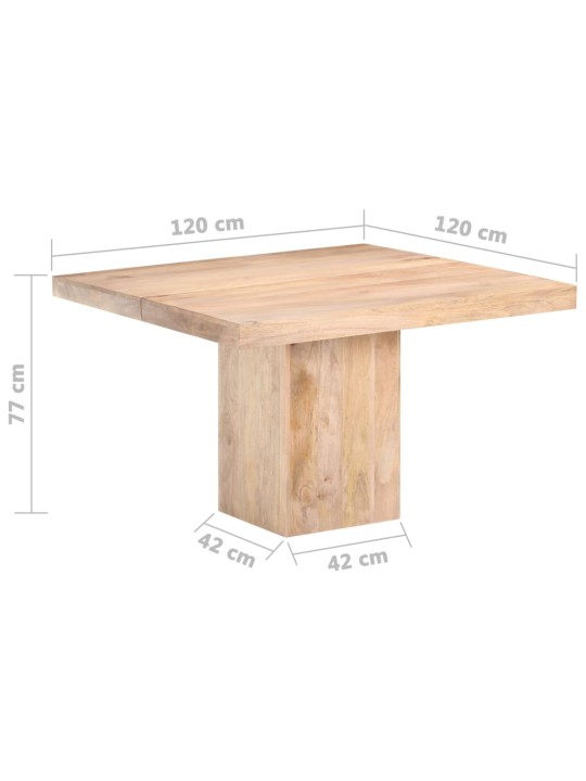 Söögilaud, 120 x 120 x 77 cm, mangopuit