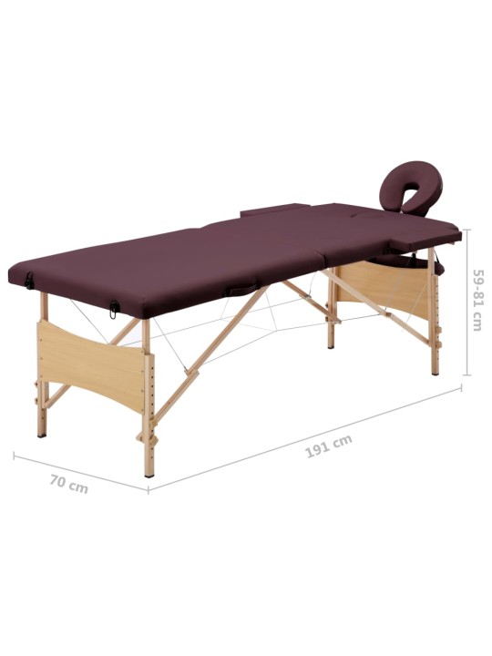 Kokkupandav massaažilaud 2 tsooniga, puit, veinililla