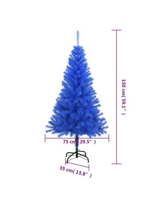 Kunstkuusk alusega, sinine, 150 cm, pvc