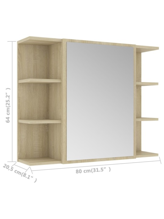 Vannitoa peeglikapp sonoma tamm 80x20,5x64 cm puitlaastplaat