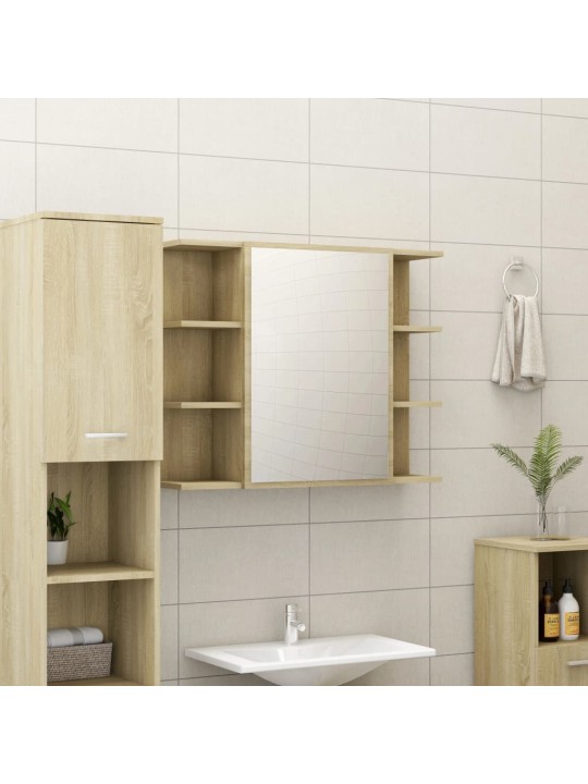 Vannitoa peeglikapp sonoma tamm 80x20,5x64 cm puitlaastplaat