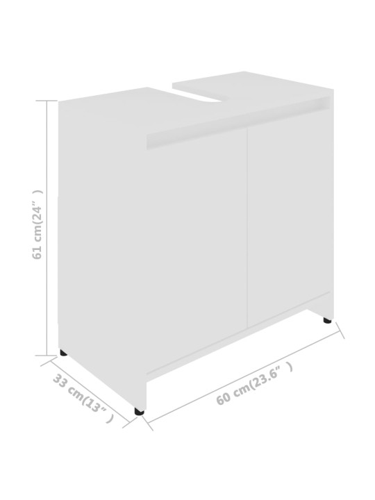 Vannitoakapp valge 60 x 33 x 61 cm puitlaastplaat