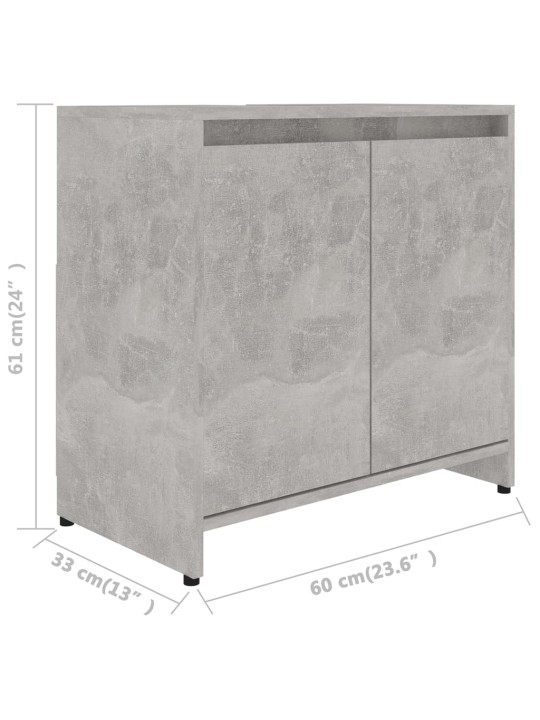 Vannitoakapp betoonhall 60 x 33 x 61 cm puitlaastplaat