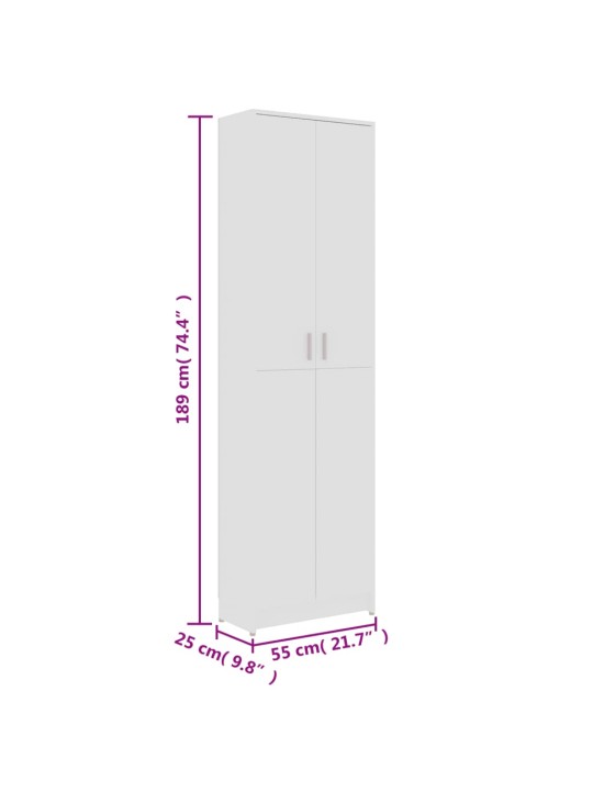 Esiku garderoob valge 55 x 25 x 189 cm puitlaastplaat