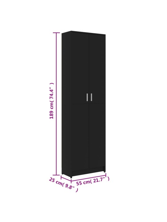 Esiku garderoob must 55 x 25 x 189 cm puitlaastplaat