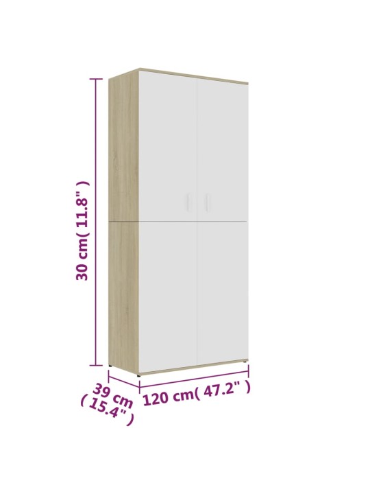 Kingakapp, valge ja sonoma tamm, 80x39x178 cm, puitlaastplaat