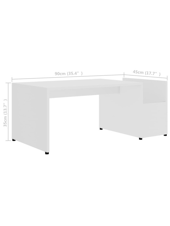 Kohvilaud, valge, 90 x 45 x 35 cm puitlaastplaat
