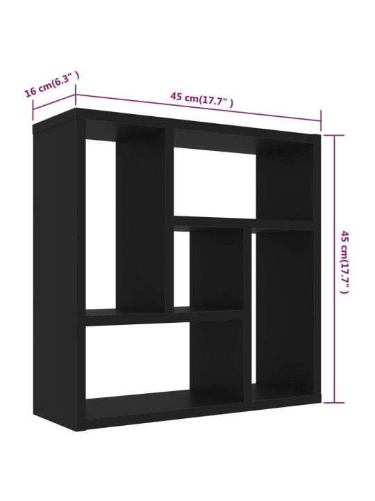 Seinariiul, must, 45,1x16x45,1 cm, puitlaastplaat