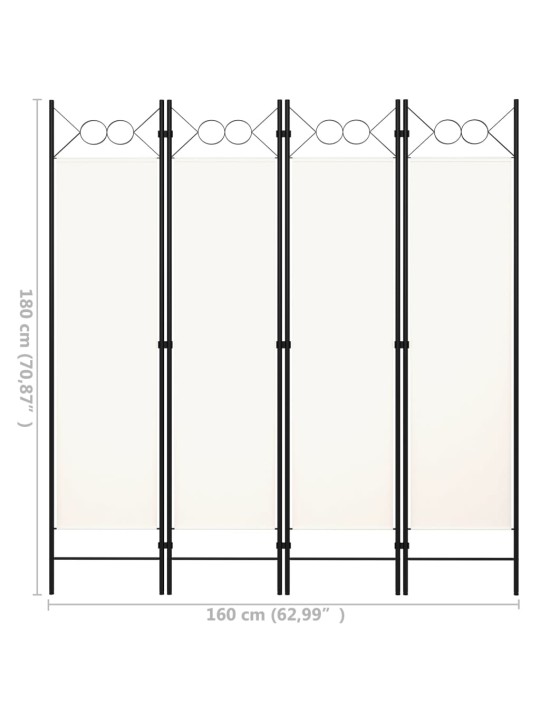 4 paneeliga ruumijagaja, kreemjasvalge, 160 x 180 cm