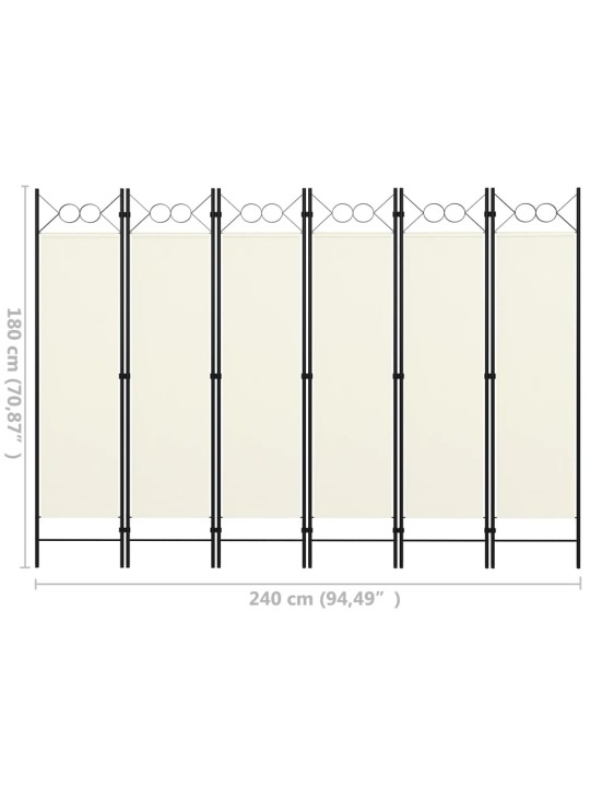 6 paneeliga ruumijagaja, valge, 240 x 180 cm