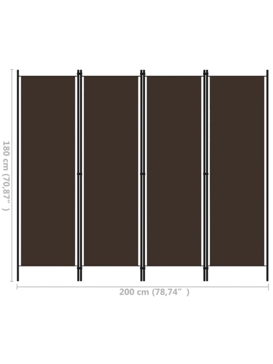 4 paneeliga ruumijagaja, pruun, 200 x 180 cm