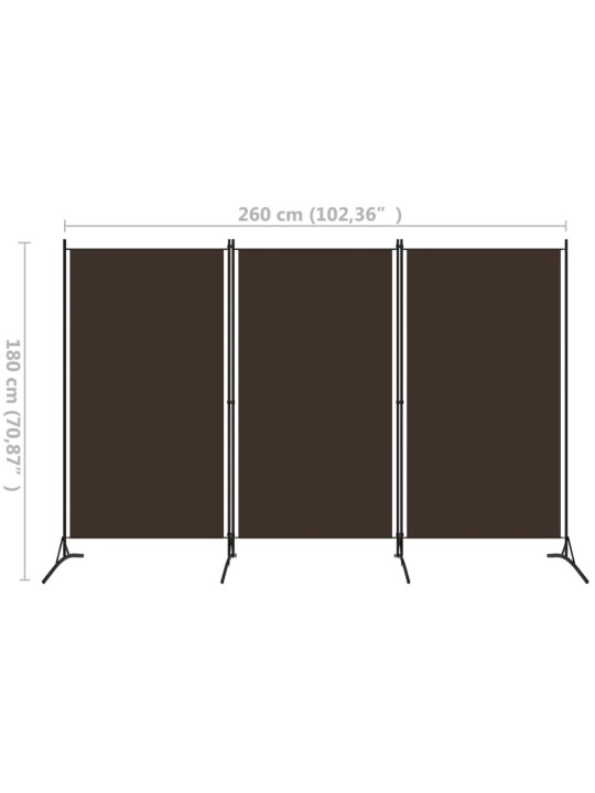 3 paneeliga ruumijagaja, pruun, 260 x 180 cm