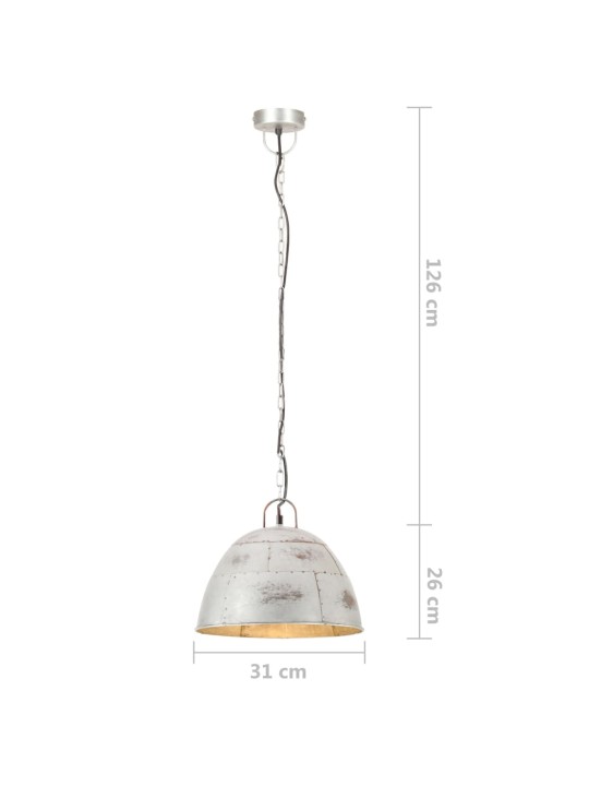 Tööstuslik vanaaegne laelamp 25 w hõbedane, ümmargune 31 cm e27