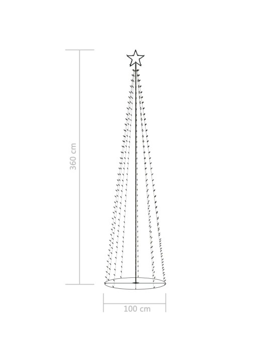 Koonusekujuline jõulupuu 400 värvilist LEDi, 100 x 360 cm