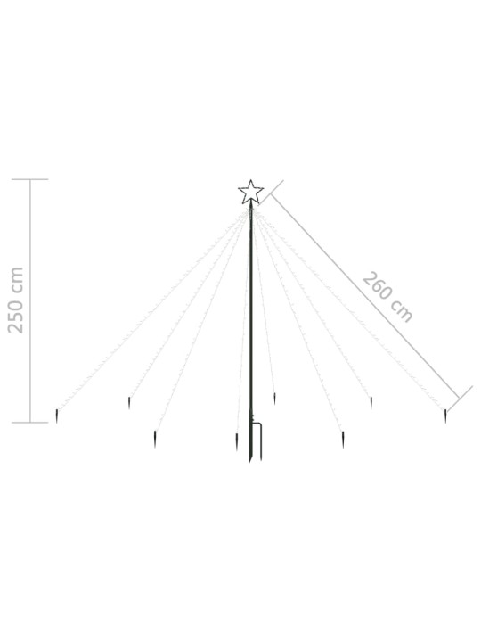 LED-valguskettidega jõulupuu õue 400 LEDi, 2,5 m