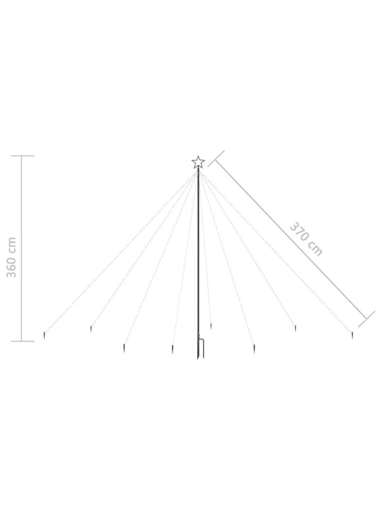 LED-valguskettidega jõulupuu õue 576 LEDi, 3,6 m