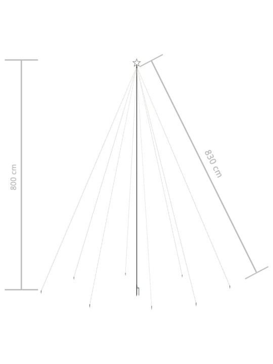 LED-valguskettidega jõulupuu õue 1300 LEDi, 8 m