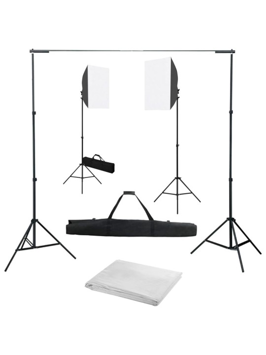 FOTOSTUUDIOKOMPLEKT VALGUSTUSE JA TAUSTAPILDIGA