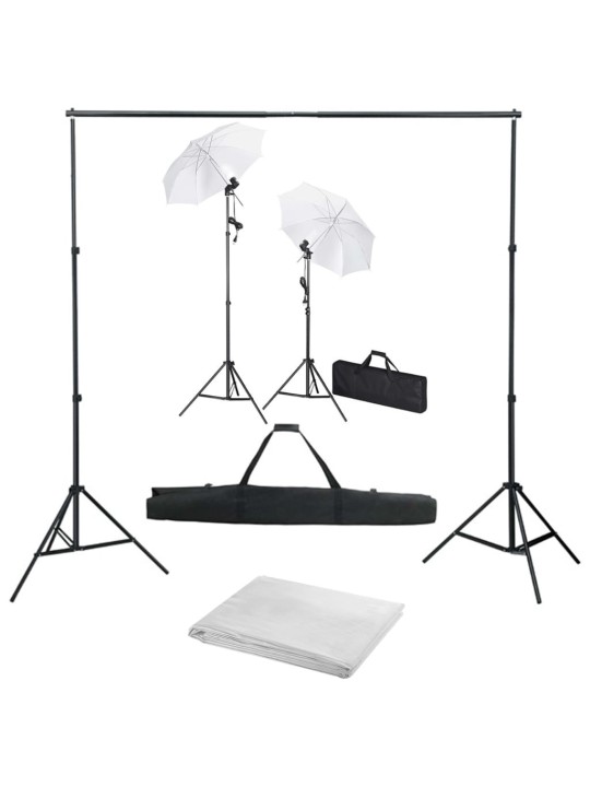 FOTOSTUUDIOKOMPLEKT TAUSTAPILDI, LAMPIDE JA VIHMAVARJUDEGA