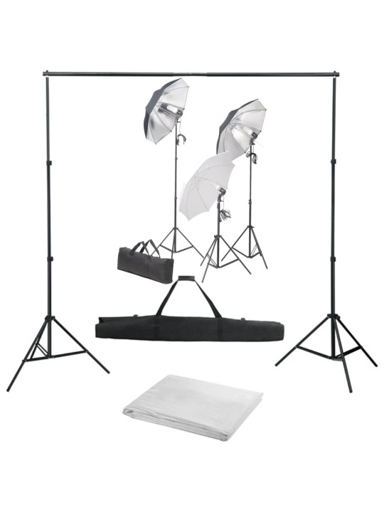 FOTOSTUUDIOKOMPLEKT VALGUSTUSE JA TAUSTAPILDIGA