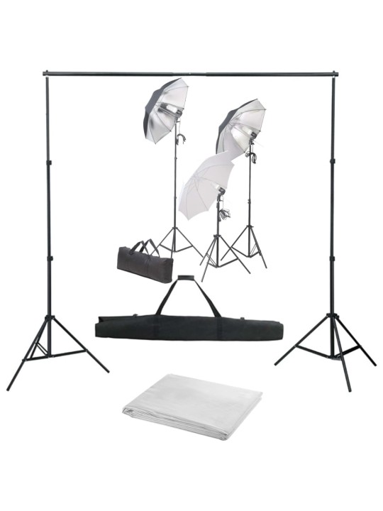 FOTOSTUUDIOKOMPLEKT VALGUSTUSE JA TAUSTAPILDIGA