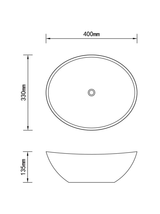 Luksuslik valamu, ovaalne, matt tumehall, 40x33 cm, keraamiline