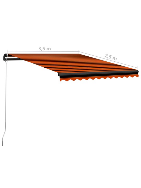 Käsitsi sissetõmmatav varikatus, 350 x 250 cm, oranž ja pruun