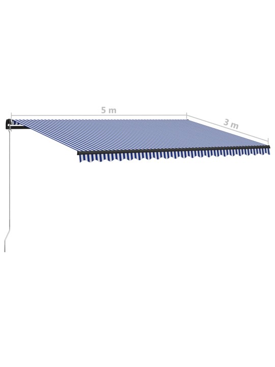 Käsitsi sissetõmmatav varikatus, 500 x 300 cm, sinine ja valge