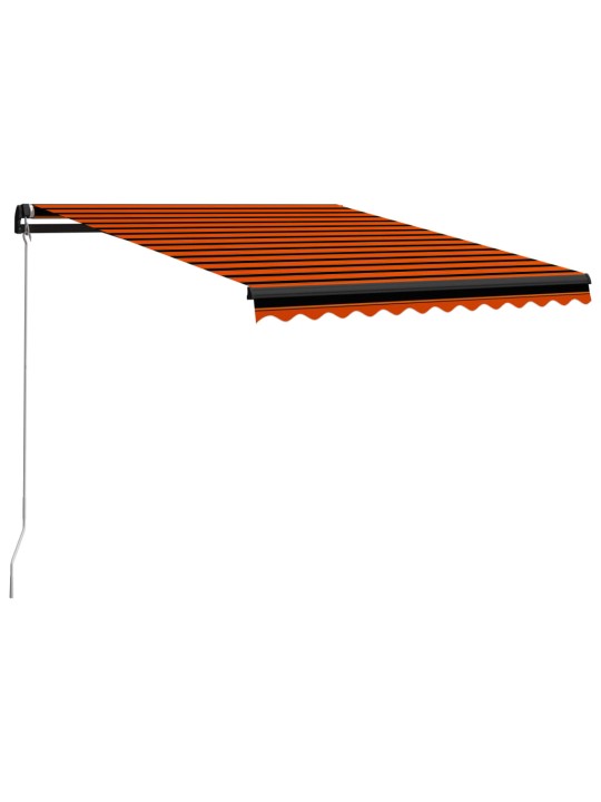 Käsitsi sissetõmmatav varikatus, LED 350x250 cm, oranž ja pruun