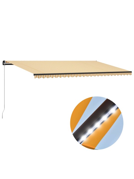 Käsitsi sissetõmmatav varikatus led 600x300 cm kollane ja valge