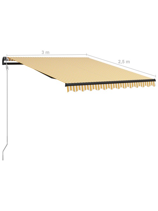 Automaatselt sissetõmmatav varikatus 300x250 cm, kollane/valge