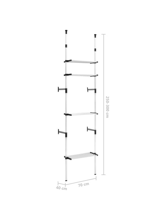 Teleskoopne garderoobisüsteem riiulitega, alumiinium