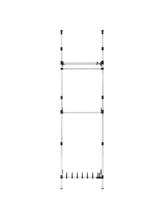 Teleskoopne garderoobisüsteem torude ja riiuliga, alumiinium