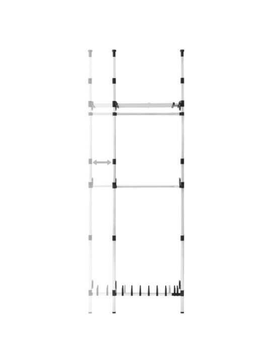 Teleskoopne garderoobisüsteem torude ja riiuliga, alumiinium