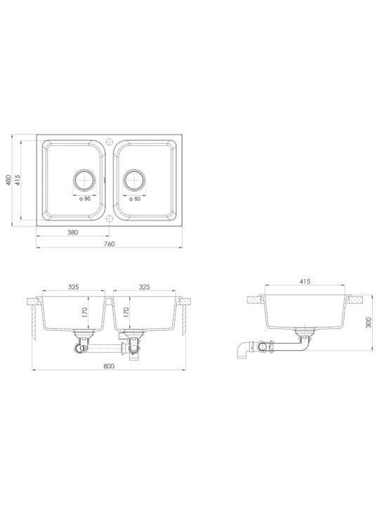 Köögivalamu beež 760x480x184 mm graniit
