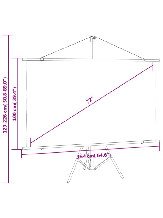 Projektori ekraan statiiviga, 72" 16:9