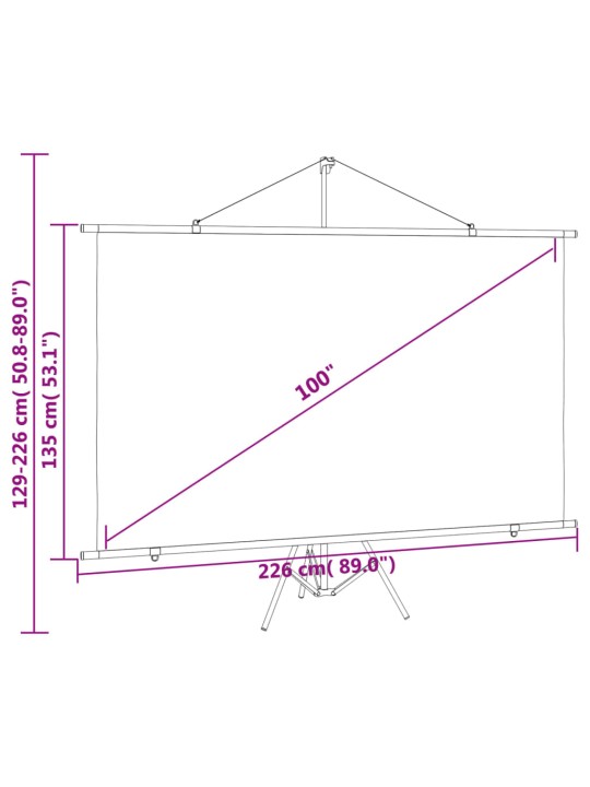 Projektori ekraan statiiviga, 100" 16:9